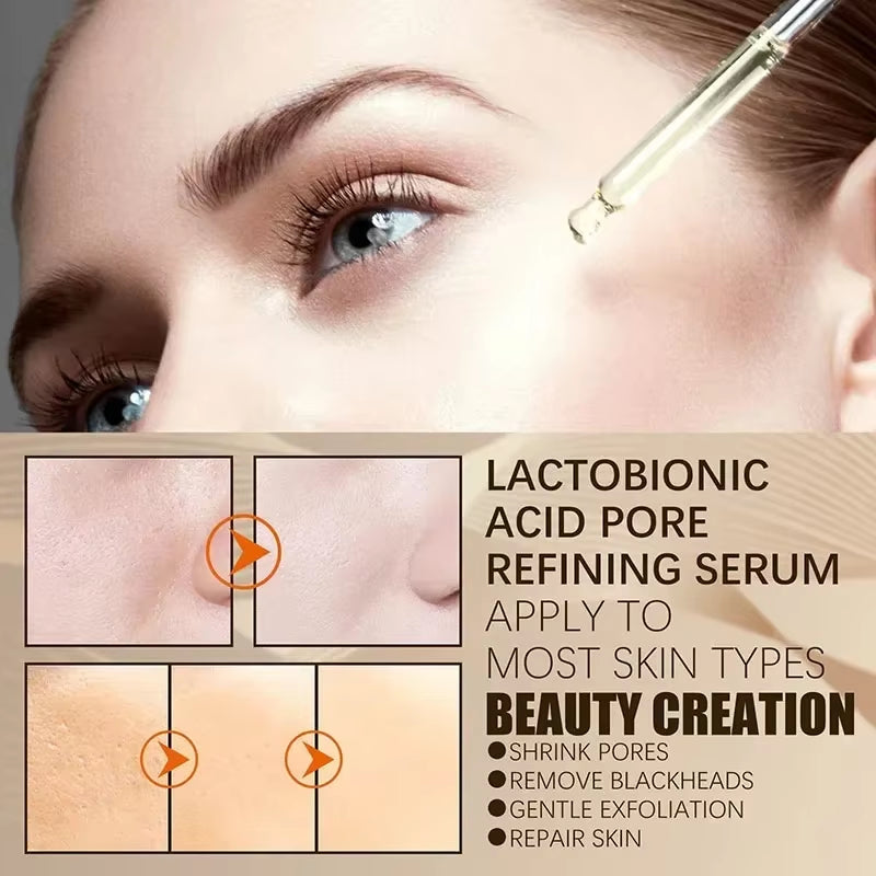 Lactobionic Acid Pore Shrink Face Serum Hyaluronic Acid Moisturizer Nourish Smooth Pores Repair Essence Firming Korean Cosmetics